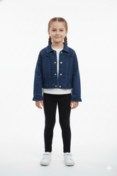 GIRLS MANNING DERCORATIVE BOWS ON CHEST CROPPED DENIM JACKET - Smgarment's